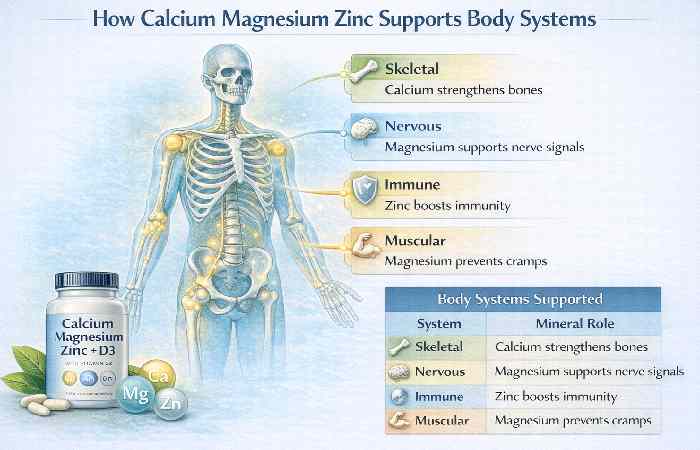 calcium magnesium zinc supports body systems