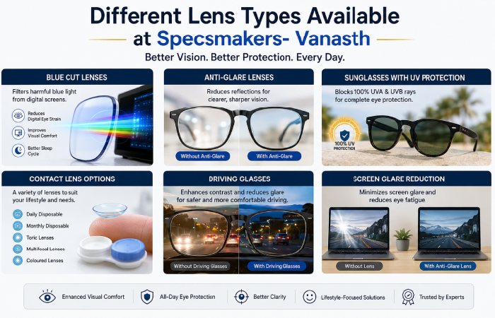 lens types and eye protection glasses at specsmakers- vanasth