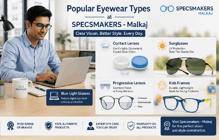 popular eyewear types at specsmakers - malkaj