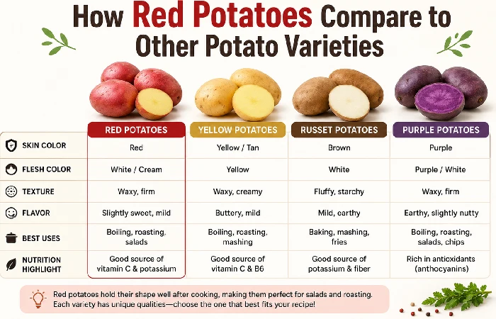 how red potatoes compare to other potato varieties