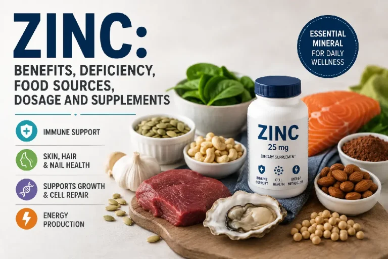 Zinc: Benefits, Deficiency, Food Sources, Dosage and Supplements