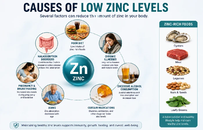 causes of low zinc levels