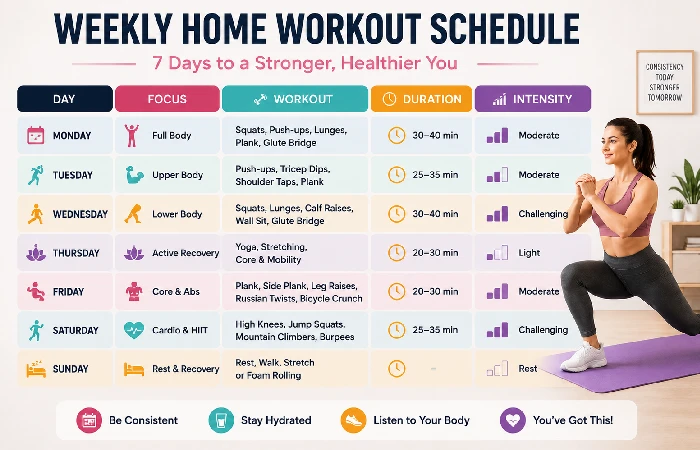 weekly home workout schedule