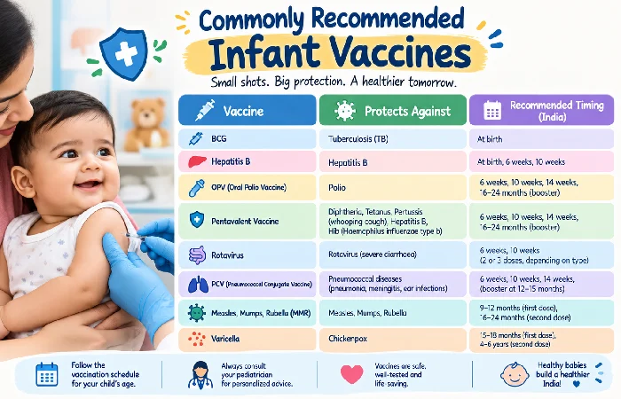 commonly recommended infant vaccines