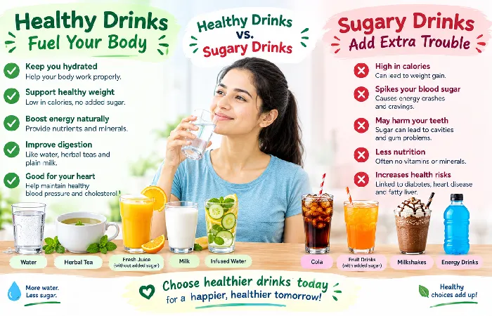 healthy drinks vs. sugary drinks