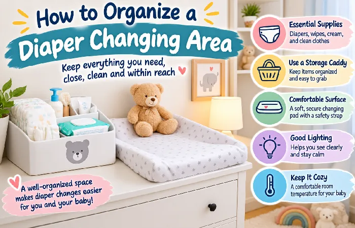 how to organize a diaper changing area