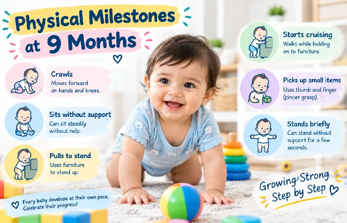 physical milestones at 9 months
