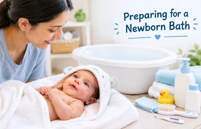 preparing for a newborn bath