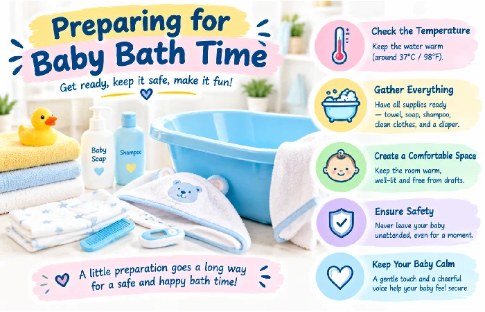 preparing for baby bath time